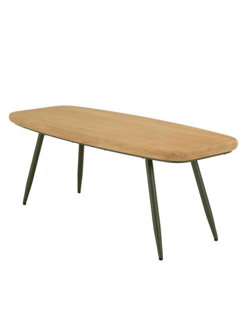 Table basse GM plateau en pin pieds scandinaves métal vert