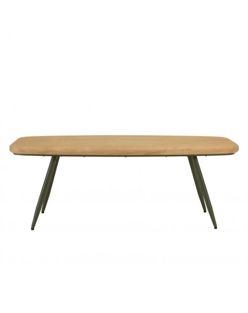 Table basse GM plateau en pin pieds scandinaves métal vert