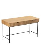 Bureau 2 tiroirs décor effet bois rainuré noir et naturel SCOTT