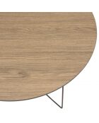 Table basse biseautée 70x70cm mocha pieds graphiques métal noir