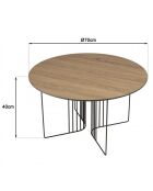 Table basse biseautée 70x70cm mocha pieds graphiques métal noir