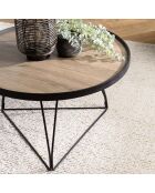 Table basse ronde 70x70cm mocha pieds épingles métal noir