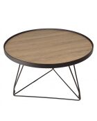 Table basse ronde 70x70cm mocha pieds épingles métal noir