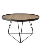 Table basse ronde 70x70cm mocha pieds épingles métal noir