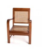 Fauteuil mindi et cannage bois foncé