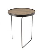 Table d'appoint ronde 40x40cm mocha pieds asymétriques métal