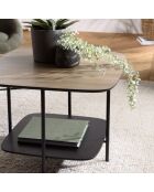 Table basse 2 plateaux PM bi-matière mocha/noir pieds métal