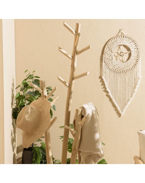 Porte-manteau 3 branches en teck naturel
