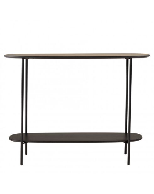 Console 2 plateaux 100x30cm bi-matière mocha/noir pieds métal
