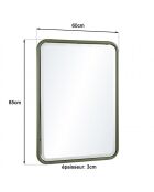 Miroir rectangulaire angles arrondis en métal vert