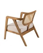 Fauteuil FLORES en teck dossier en cannage naturel coussin gris