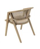 Chaise en bois assise tissu couleur lin dossier rotin naturel PIERRE