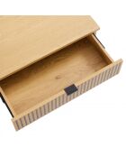 Console 2 t. décor effet bois rainuré noir/naturel SCOTT (2 COLIS)