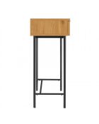 Console 2 t. décor effet bois rainuré noir/naturel SCOTT (2 COLIS)