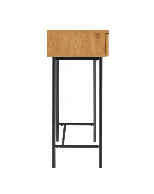 Console 2 t. décor effet bois rainuré noir/naturel SCOTT (2 COLIS)