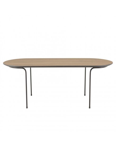 Table basse rect. angles arrondis 100x40cm mocha pieds métal