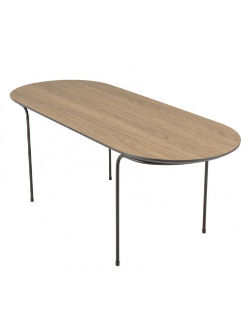 Table basse rect. angles arrondis 100x40cm mocha pieds métal