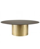 Table basse ronde 110x110cm plateau en fer noir pied strié doré