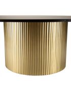 Table basse ronde 110x110cm plateau en fer noir pied strié doré