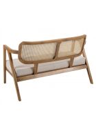 Canapé FLORES 2 p. en teck dossier cannage naturel coussin gris