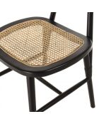 Lot de 2 chaises bois noir/ assise et dossier en rotin naturel PIERRE