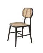 Lot de 2 chaises bois noir/ assise et dossier en rotin naturel PIERRE