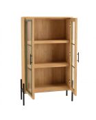 Vaisselier 2 portes vitrées encadrement vert pin et métal noir