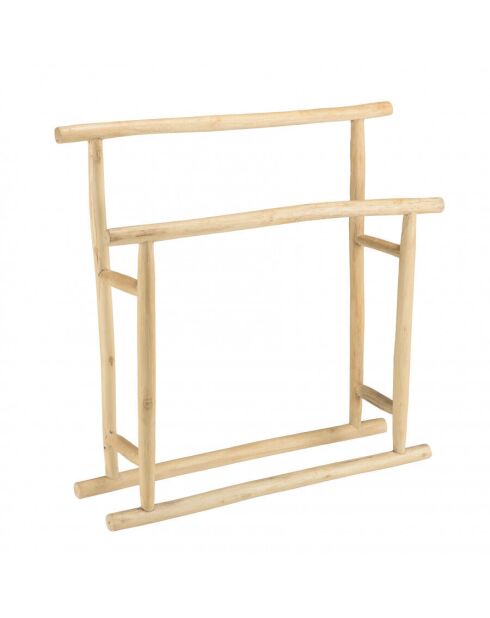 Porte-serviettes double portant en branches de teck naturel