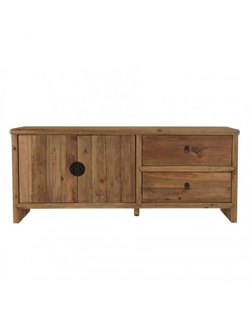 Meuble TV 2 tiroirs 2 portes/ longueur 155cm bois pin recyclé SANDY