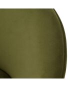 Fauteuil tissu velours vert olive pieds croisés métal noir AGATHE