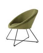 Fauteuil tissu velours vert olive pieds croisés métal noir AGATHE