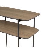Table d'appoint double plateau couleur mocha pieds métal noir