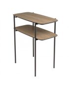 Table d'appoint double plateau couleur mocha pieds métal noir