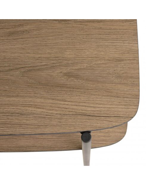 Table d'appoint double plateau couleur mocha pieds métal noir