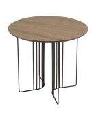 Table d'appoint biseautée 50x50cm mocha pieds graphiques métal