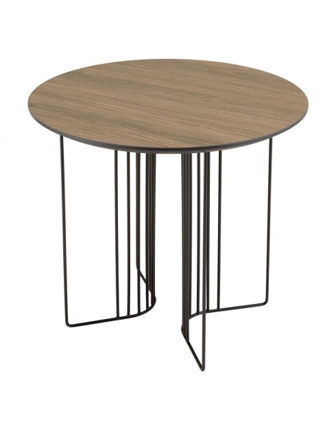 Table d'appoint biseautée 50x50cm mocha pieds graphiques métal