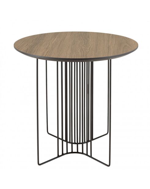 Table d'appoint biseautée 50x50cm mocha pieds graphiques métal