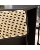 Lot de 2 tabourets d'ilot bois noir/rotin naturel pieds métal PIERRE