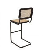 Lot de 2 tabourets d'ilot bois noir/rotin naturel pieds métal PIERRE