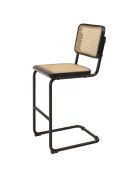 Lot de 2 tabourets d'ilot bois noir/rotin naturel pieds métal PIERRE