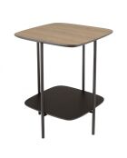 Table d'appoint 2 plateaux bi-matière mocha/noir pieds métal