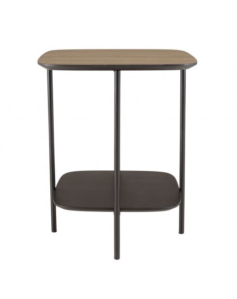 Table d'appoint 2 plateaux bi-matière mocha/noir pieds métal