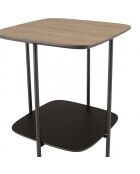 Table d'appoint 2 plateaux bi-matière mocha/noir pieds métal