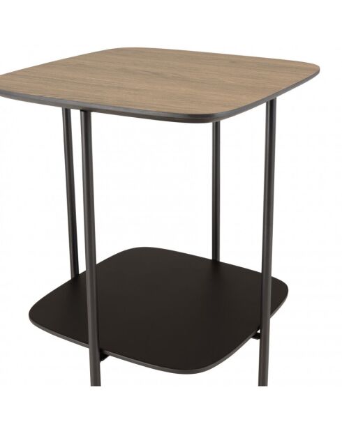 Table d'appoint 2 plateaux bi-matière mocha/noir pieds métal