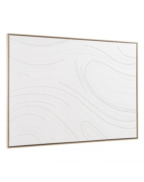 Décoration murale 103x143cm blanche à points/ cadre naturel