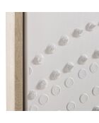 Décoration murale 103x143cm blanche à points/ cadre naturel
