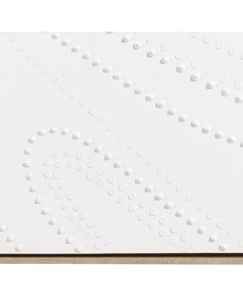 Décoration murale 103x143cm blanche à points/ cadre naturel