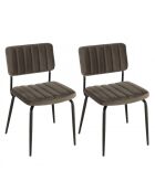 Lot de 2 chaises velours gris foncé pieds en métal noir