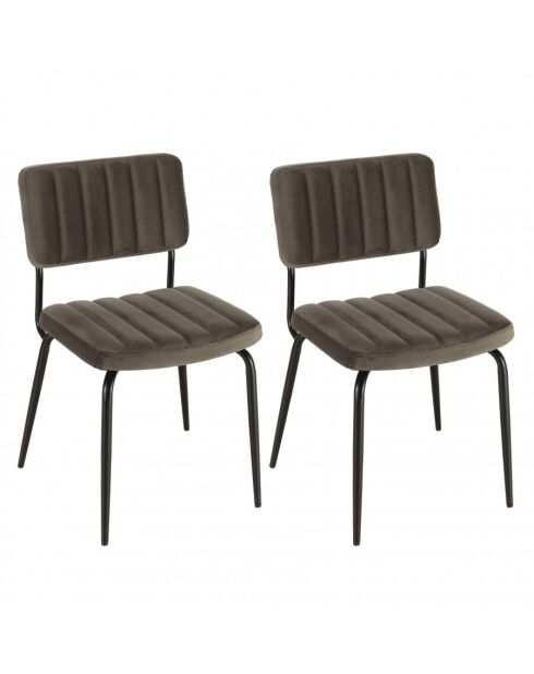 Lot de 2 chaises velours gris foncé pieds en métal noir