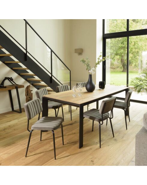 Lot de 2 chaises velours gris foncé pieds en métal noir